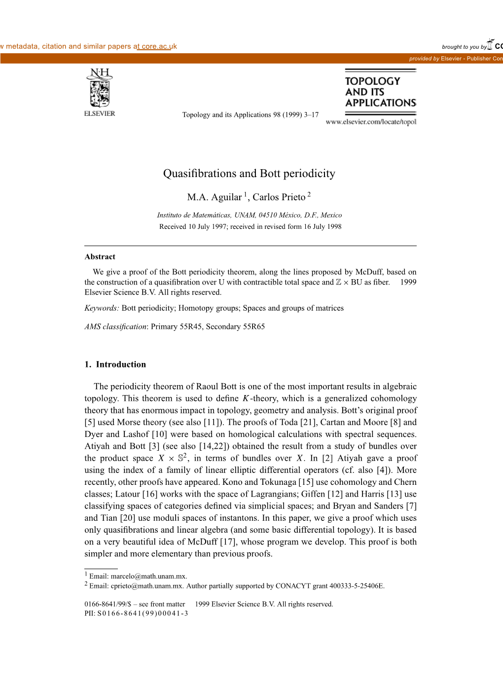 Quasifibrations and Bott Periodicity