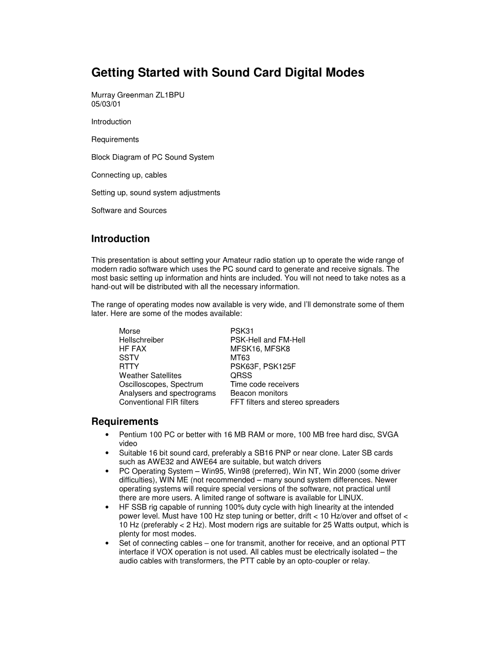 Getting Started with Sound Card Digital Modes