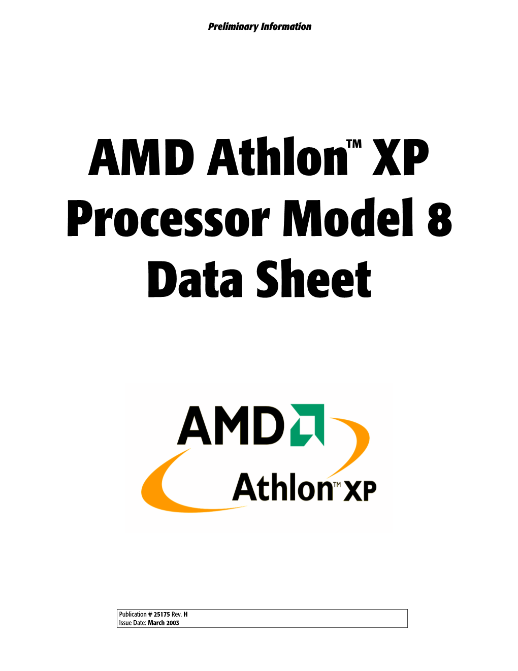 AMD Athlon XP Processor Model 8 Data Sheet