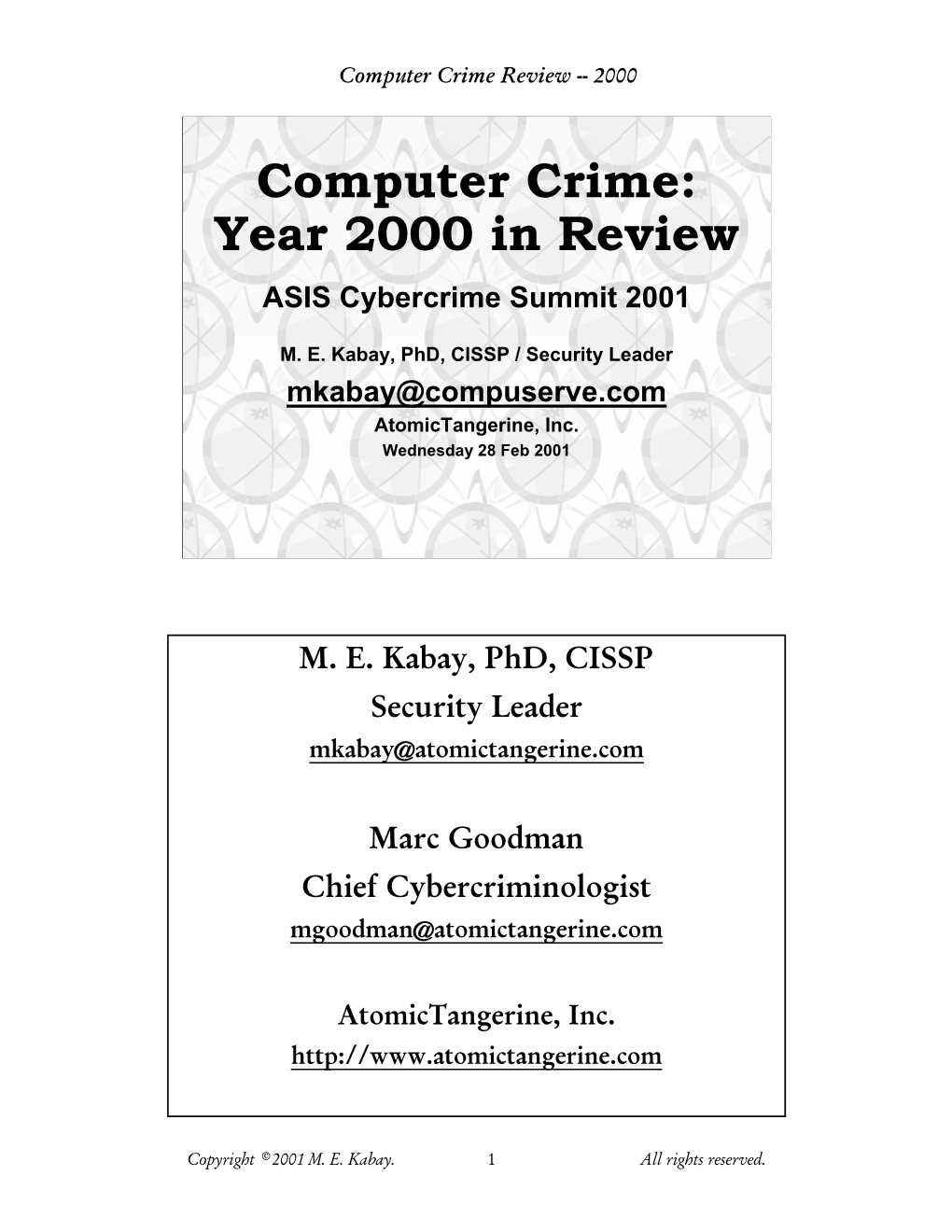 Computer Crime Review -- 2000