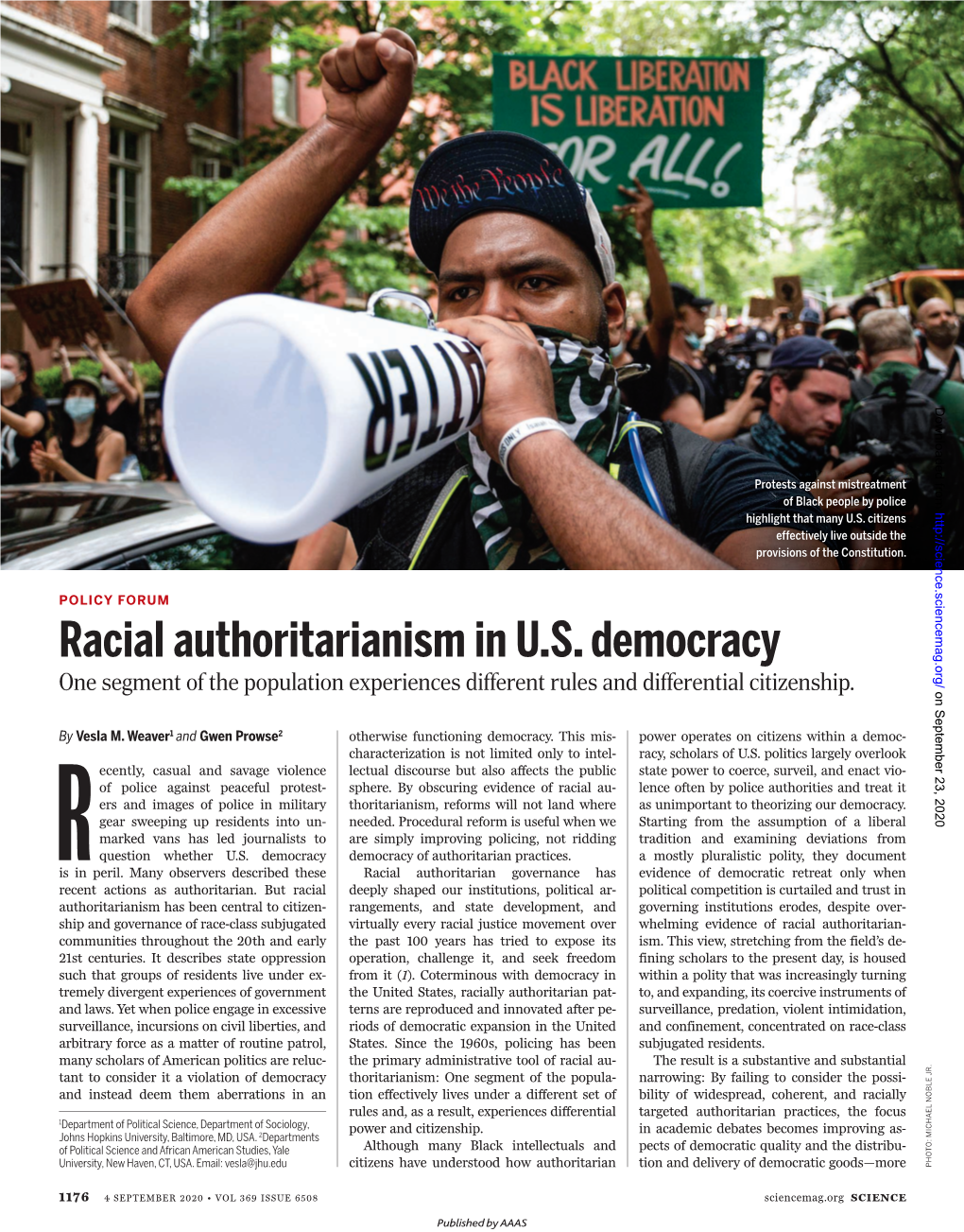 Racial Authoritarianism in U.S. Democracy