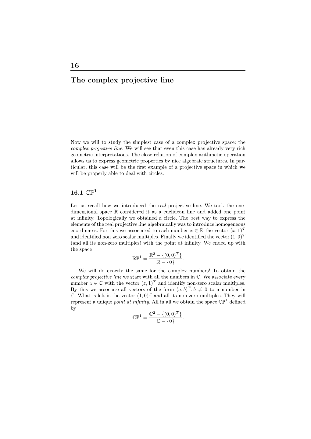 16 the Complex Projective Line