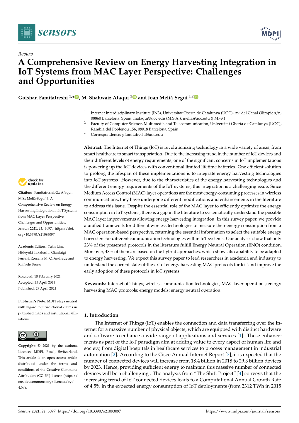 A Comprehensive Review on Energy Harvesting Integration in Iot Systems from MAC Layer Perspective: Challenges and Opportunities