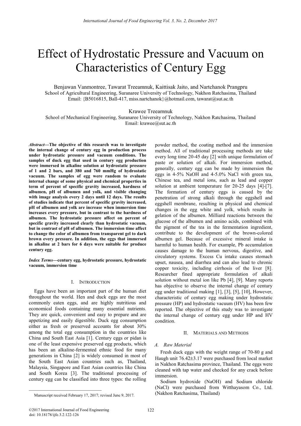 Effect of Hydrostatic Pressure and Vacuum on Characteristics Of