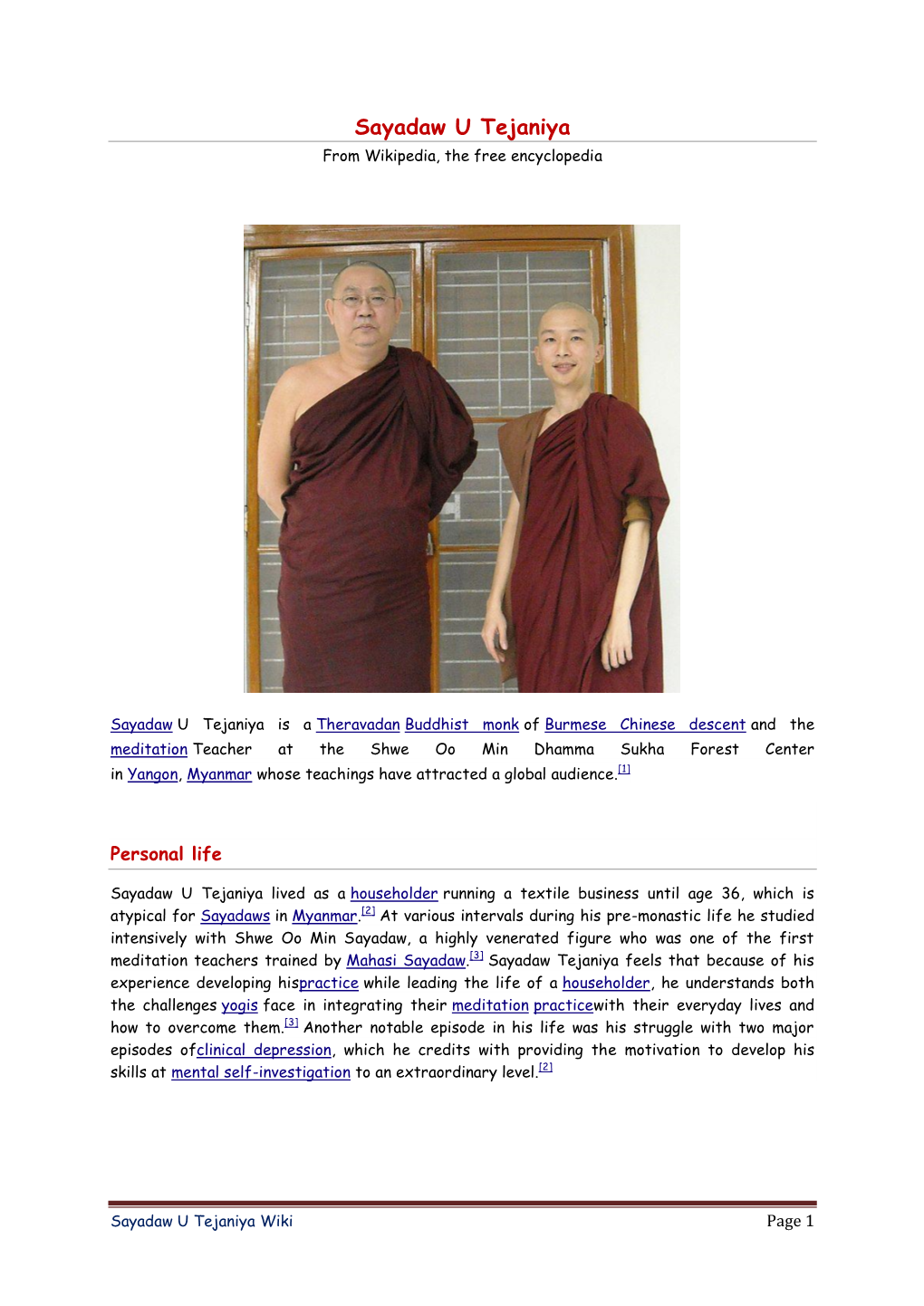 Sayadaw U Tejaniya from Wikipedia, the Free Encyclopedia