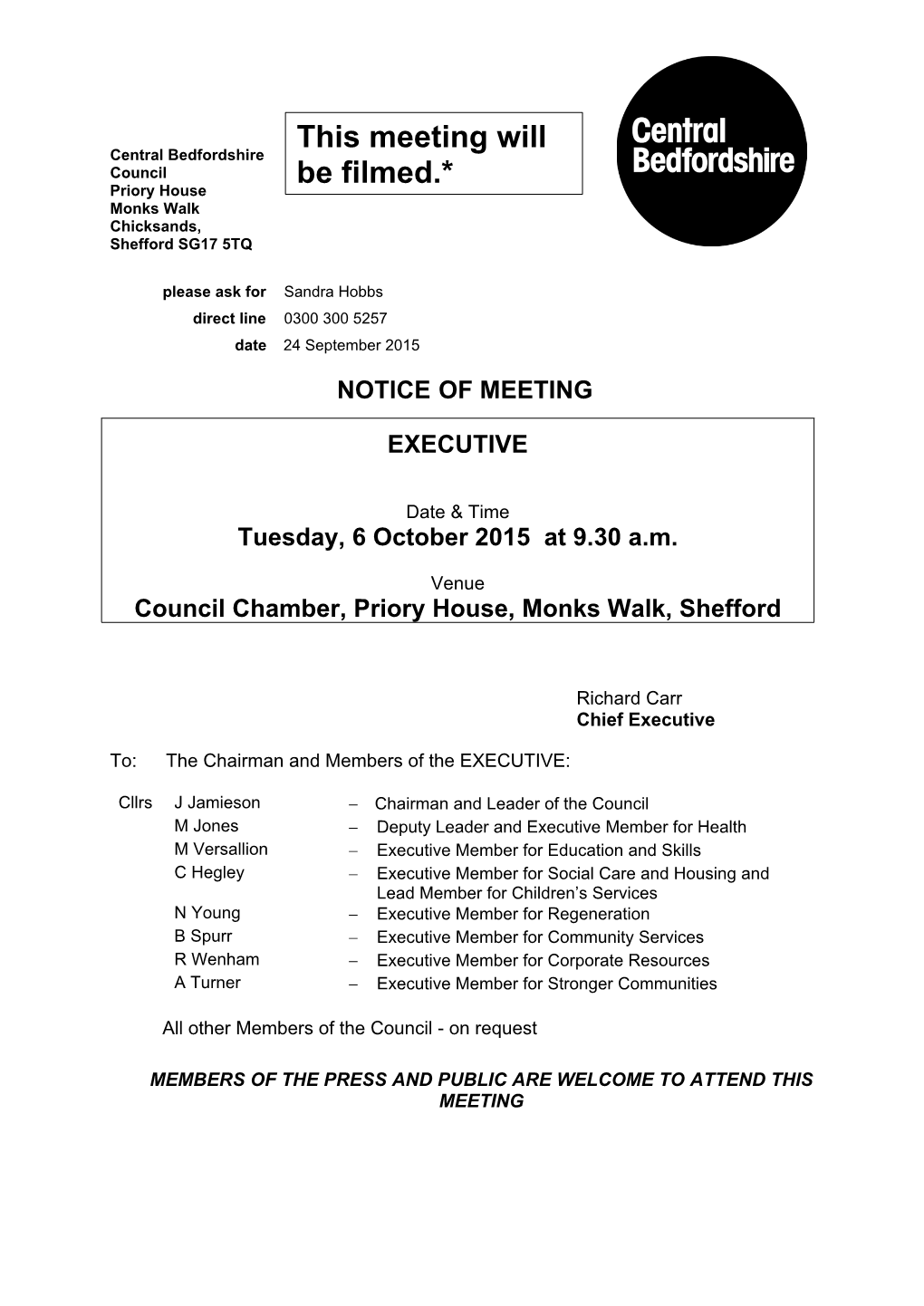 (Public Pack)Agenda Document for EXECUTIVE, 06/10/2015 09:30