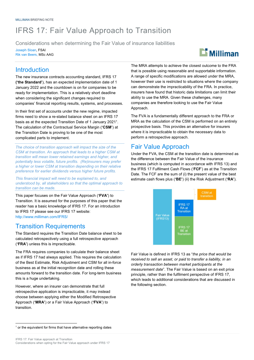 Milliman Briefing Note IFRS 17 Fair Value