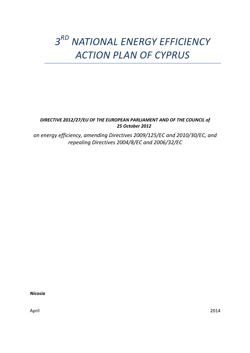 3 National Energy Efficiency Action Plan of Cyprus