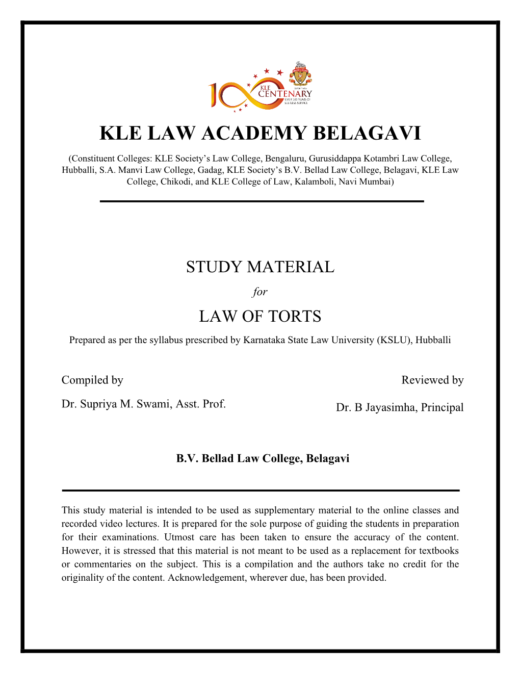 Kle Law Academy Belagavi
