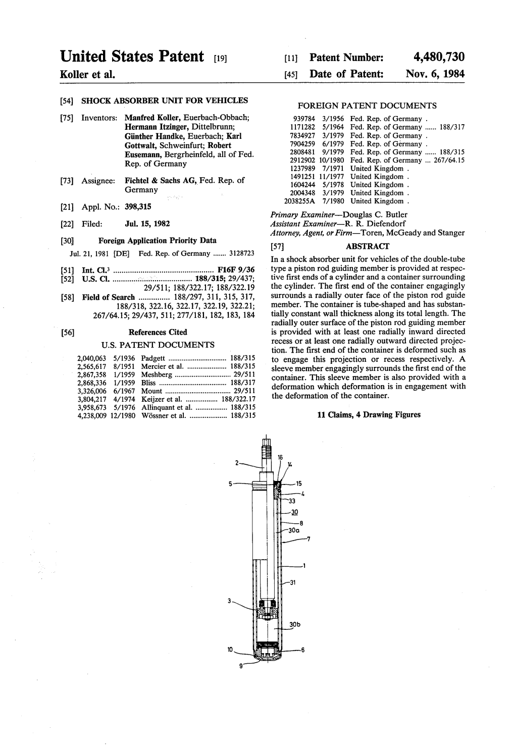 United States Patent 1191 [11] Patent Number: 4,480,730 Keller Et Al