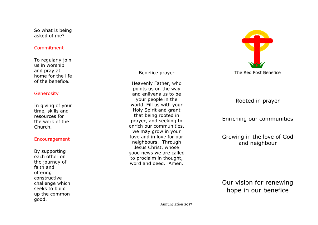 Our Vision for Renewing Hope in Our Benefice