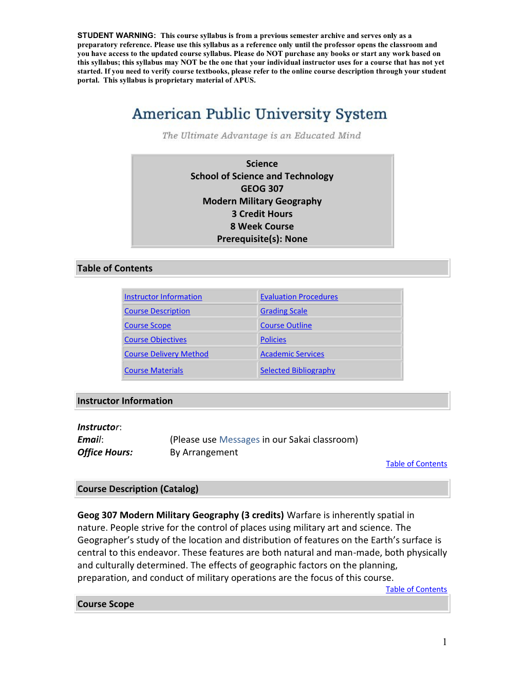 1 Science School of Science and Technology GEOG 307 Modern