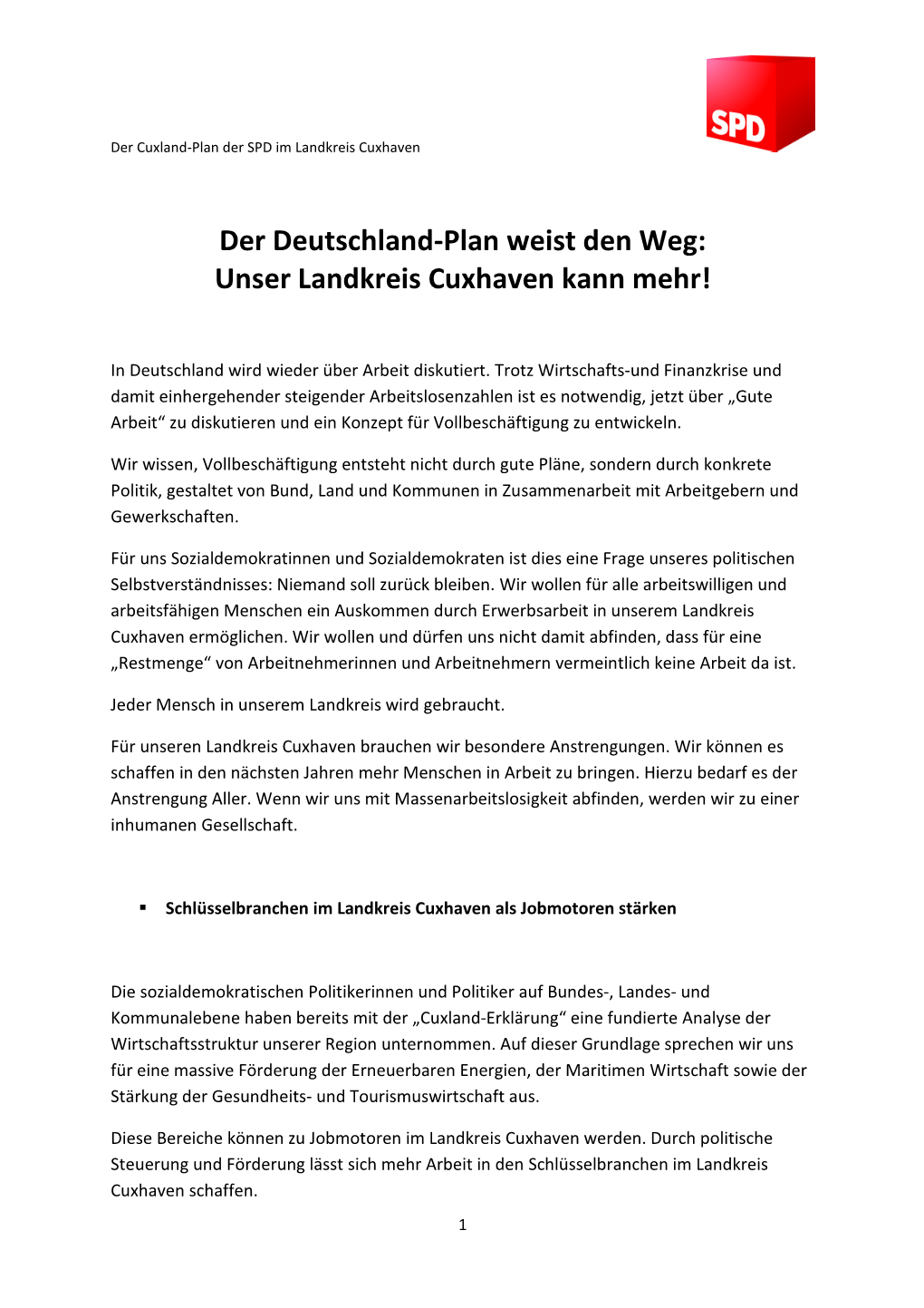 Cuxland-Plan Für Den Landkreis