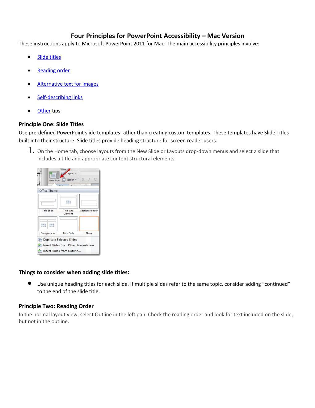 Four Principles for Powerpoint Accessibility Mac Version