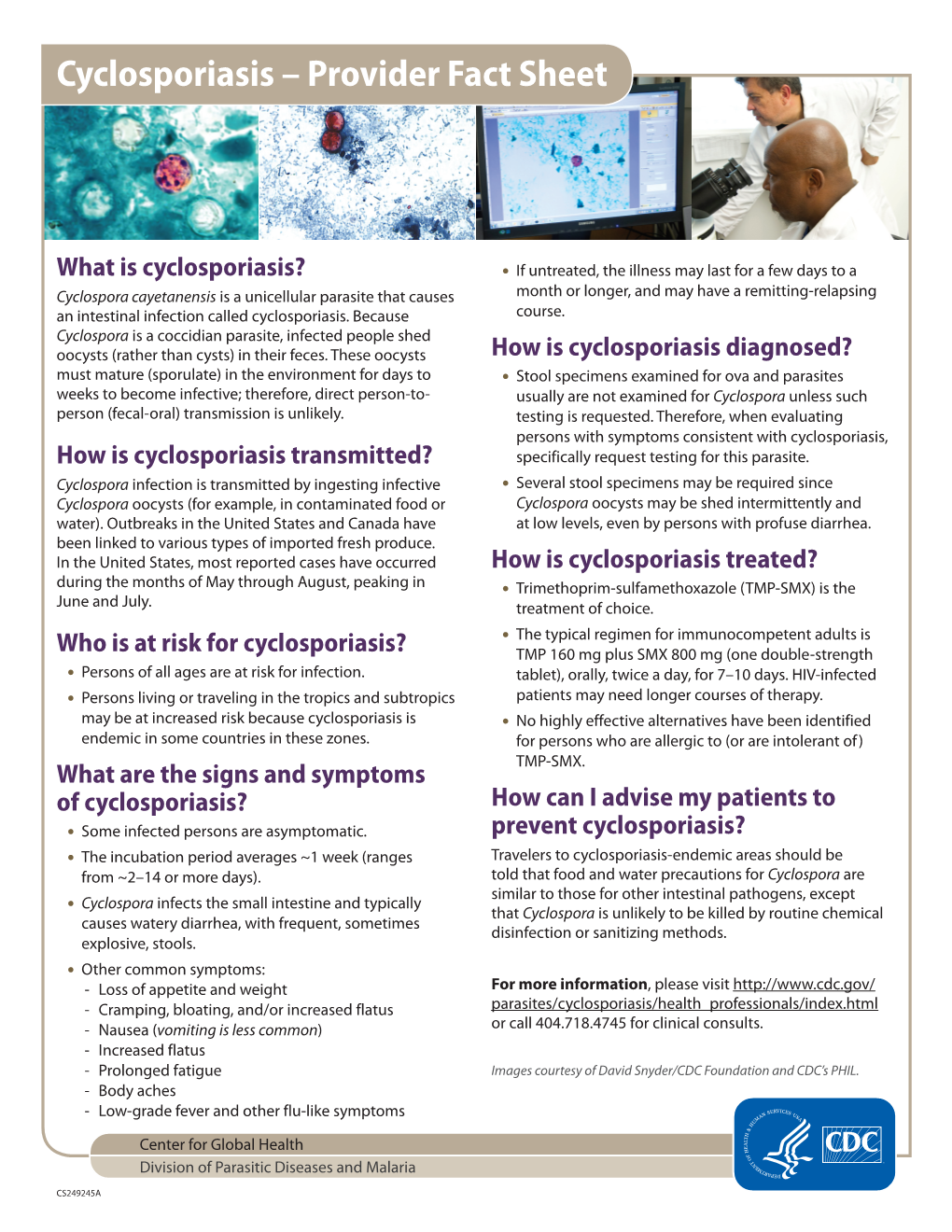 Cyclosporiasis – Provider Fact Sheet
