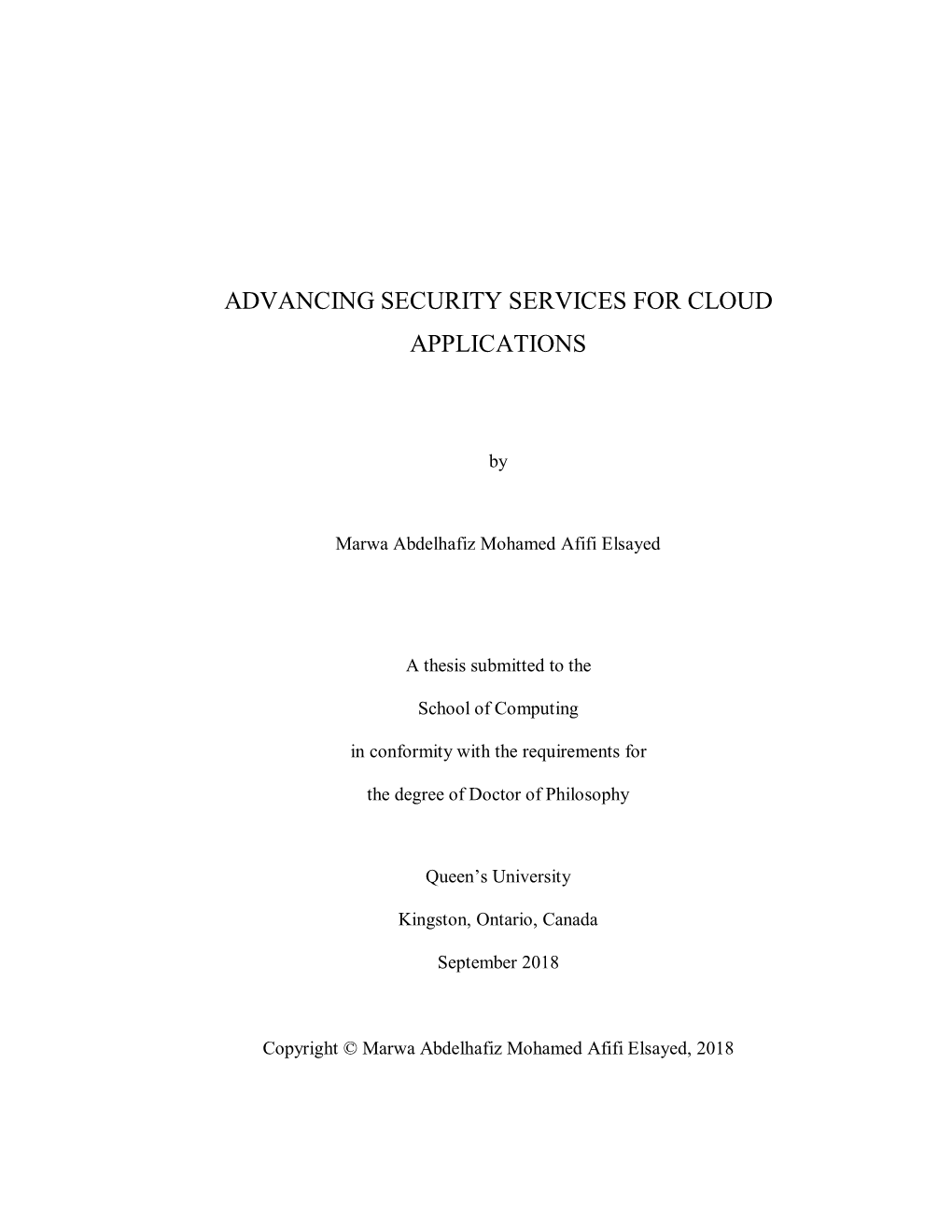 Advancing Security Services for Cloud Applications