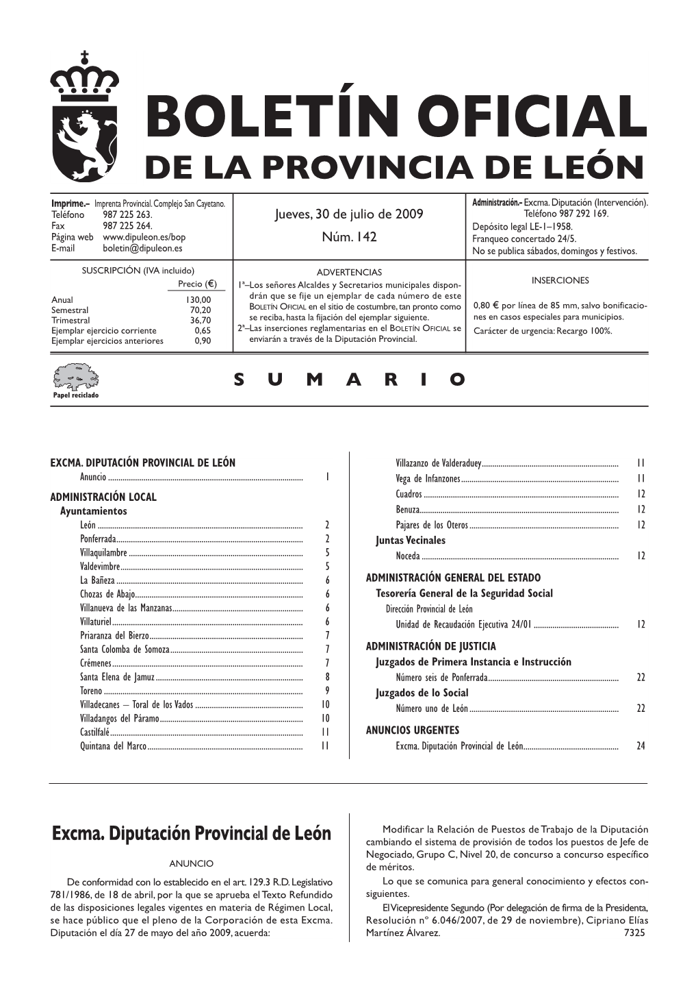 BOLETÍN OFICIAL DE LA PROVINCIA DE LEÓN Imprime.– Imprenta Provincial