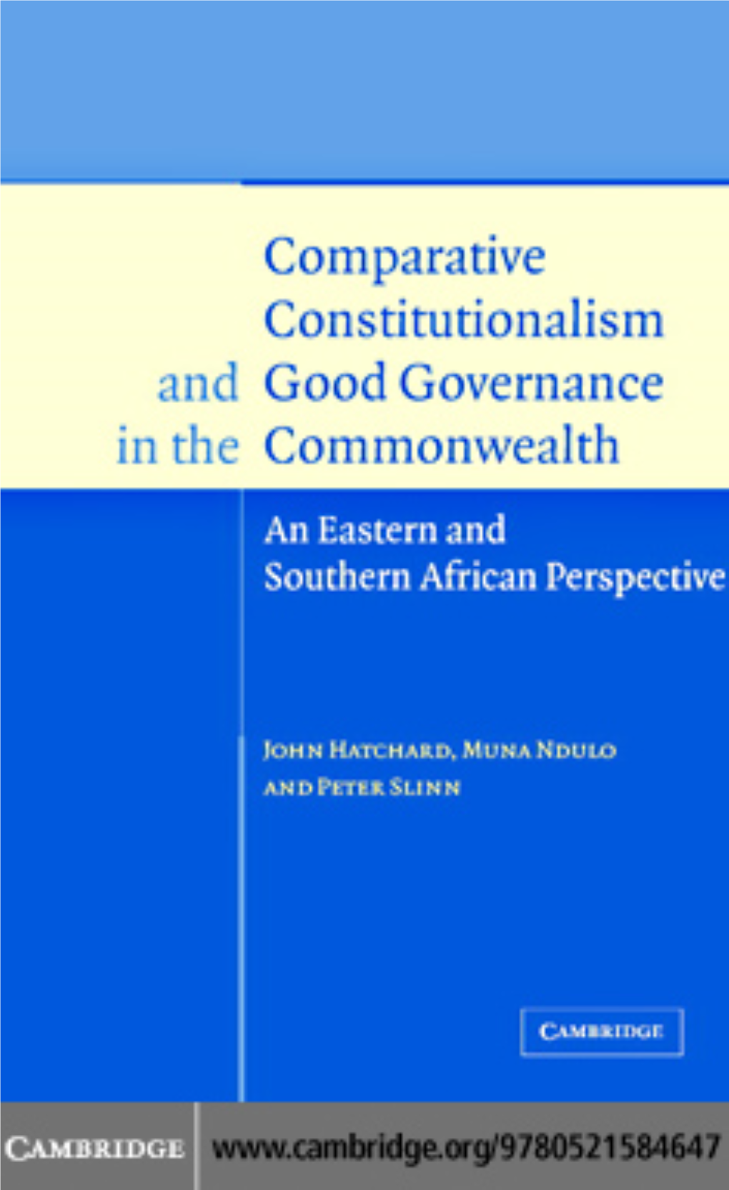 GOOD GOVERNANCE Comparative Constitutionalism and Good