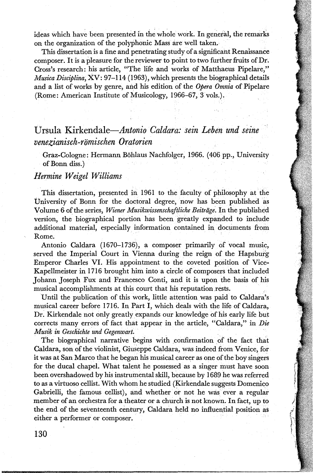Ursula Kirkendale-Antonio Caldara: Sein Leben Und Seine Venezianisch-Romischen Oratorien Graz-Cologne: Hermann Bohlaus Nachfolger, 1966