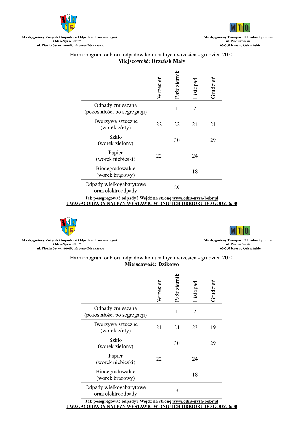 W Rzesień P Aździernik Listopad Grudzień W Rzesień P