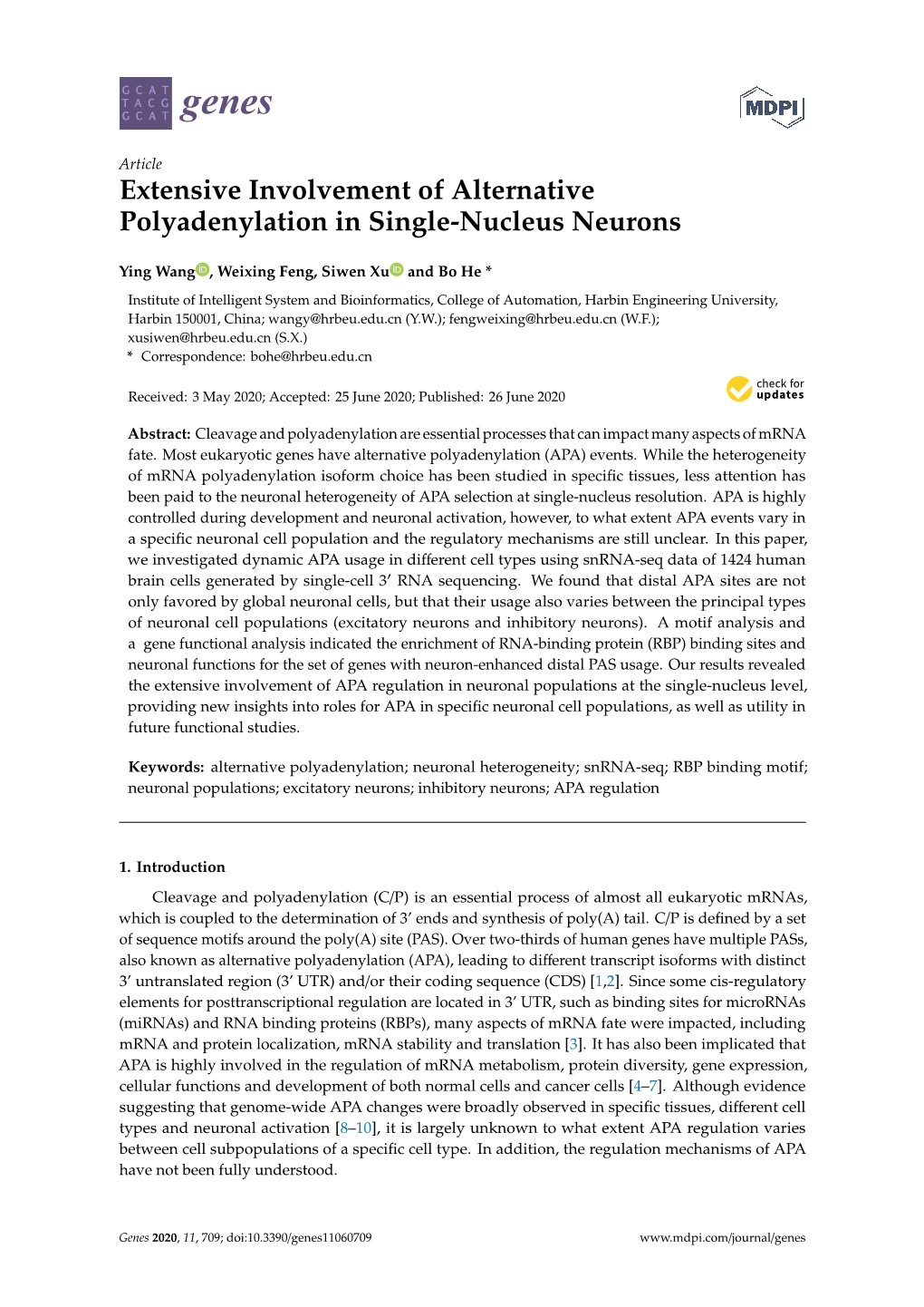 Extensive Involvement of Alternative Polyadenylation in Single-Nucleus Neurons