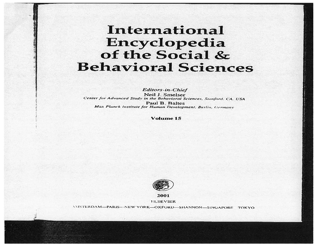 International Encyclopedia of the Social & Behavioral Sciences