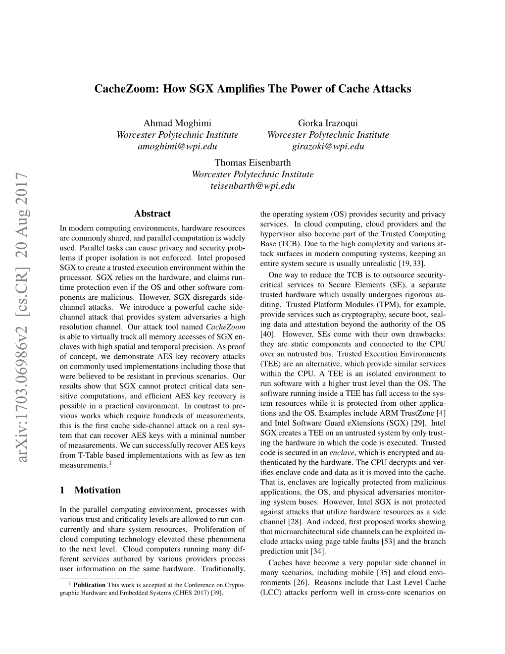 Cachezoom: How SGX Amplifies the Power of Cache Attacks