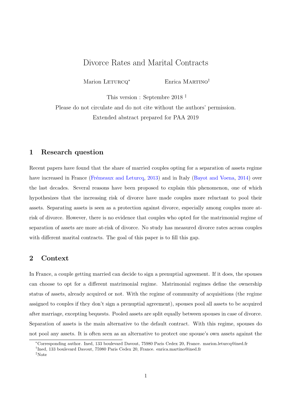 Divorce Rates and Marital Contracts