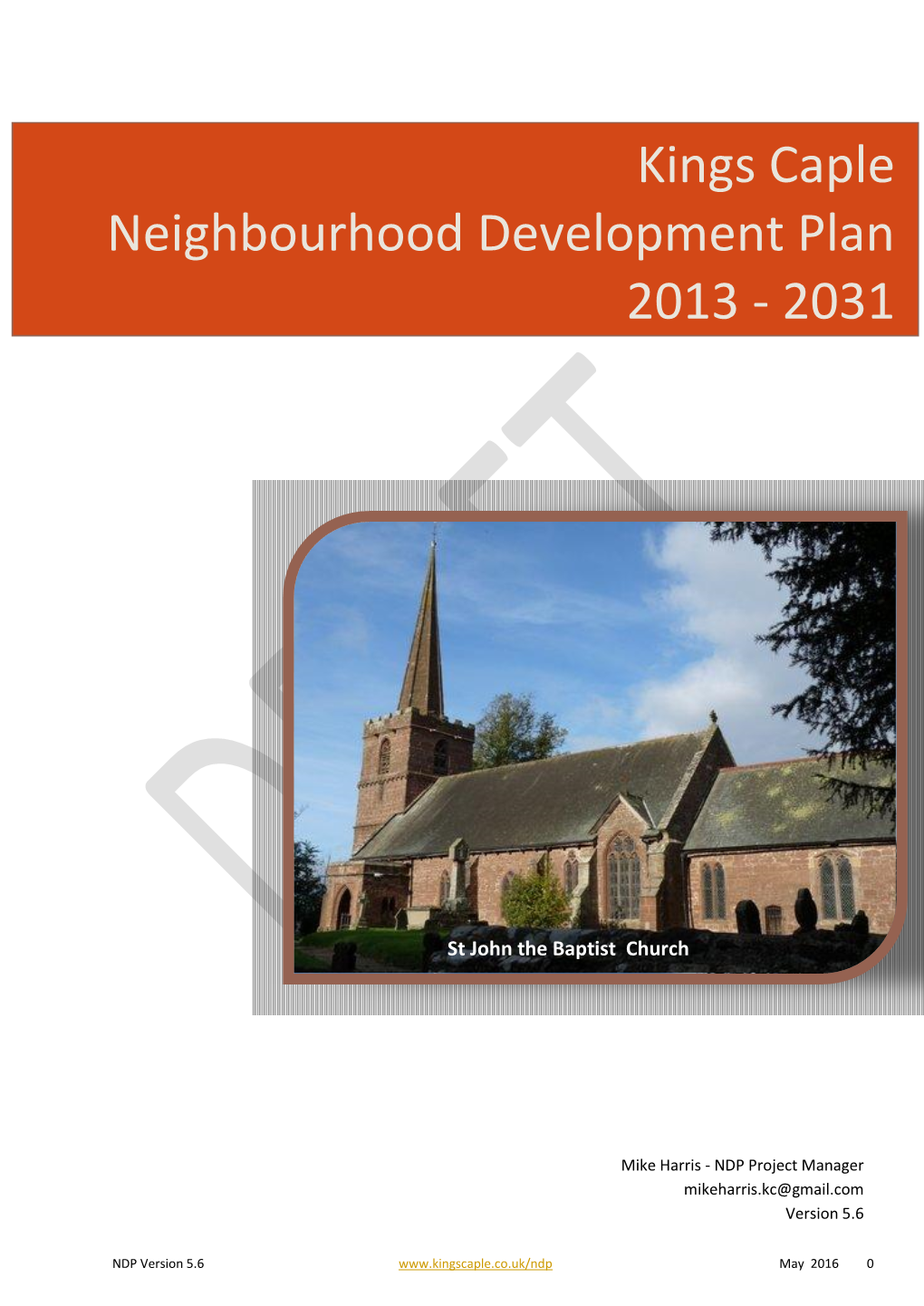 Kings Caple Regulation 14 Neighbourhood Development Plan