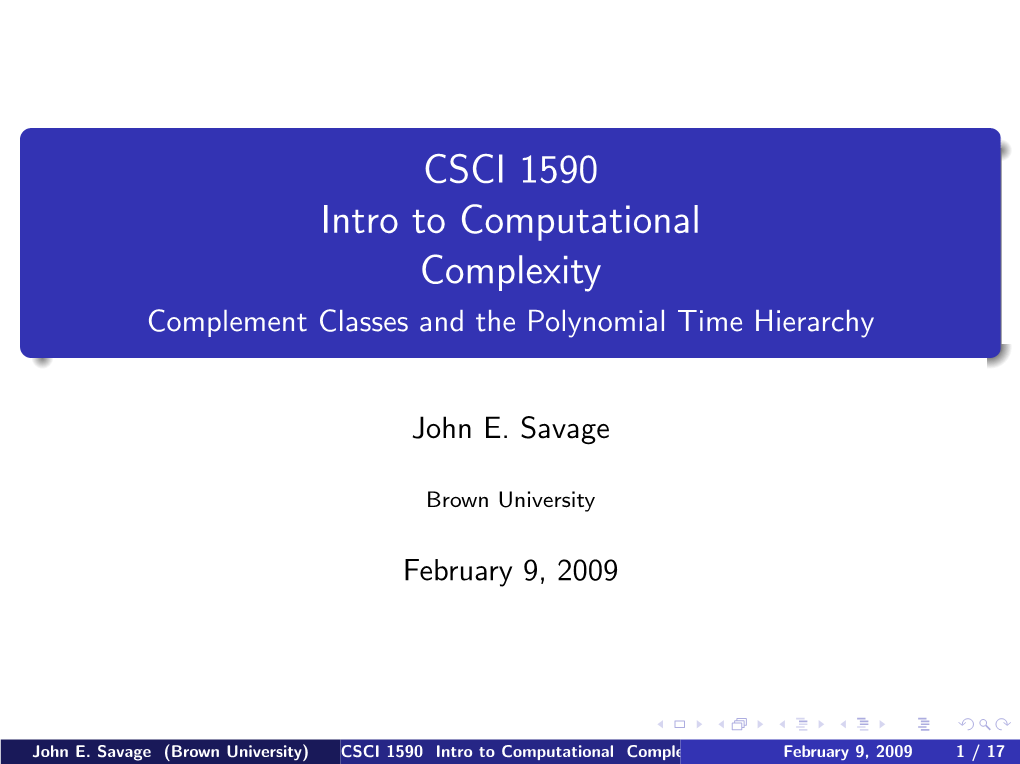 Complement Classes and the Polynomial Time Hierarchy