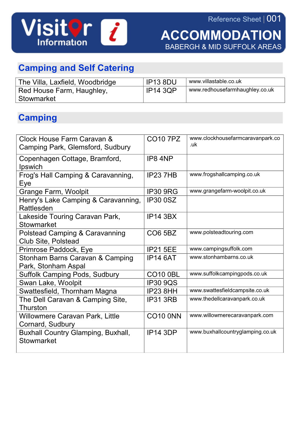 Accommodation Babergh & Mid Suffolk Areas