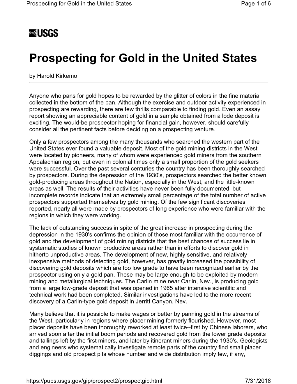 Prospecting for Gold in the United States Page 1 of 6