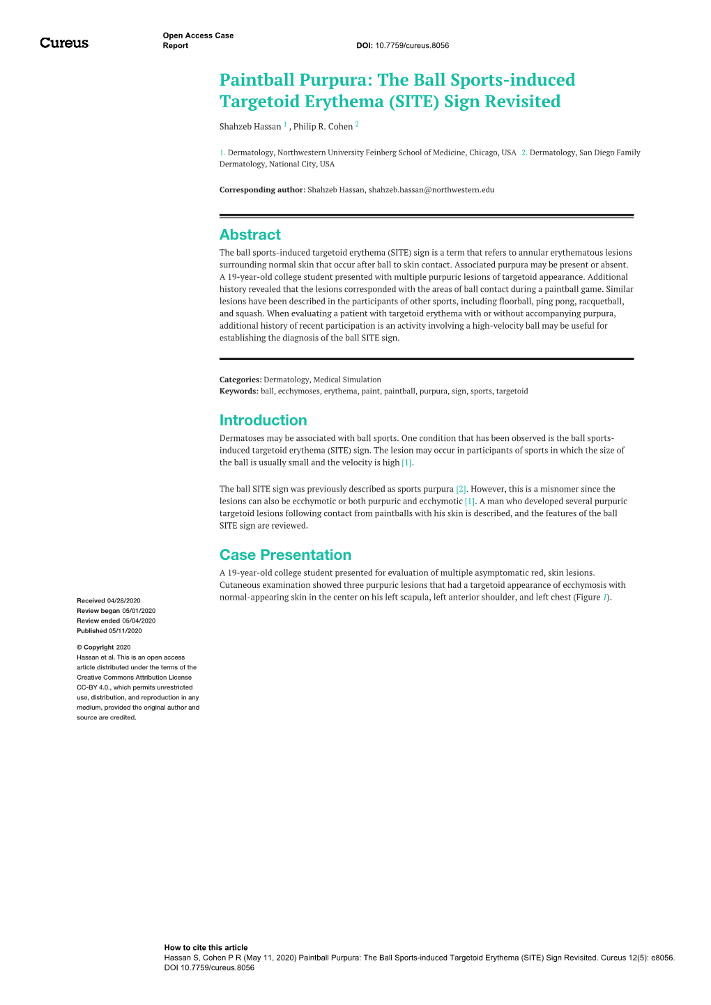 The Ball Sports-Induced Targetoid Erythema (SITE) Sign Revisited