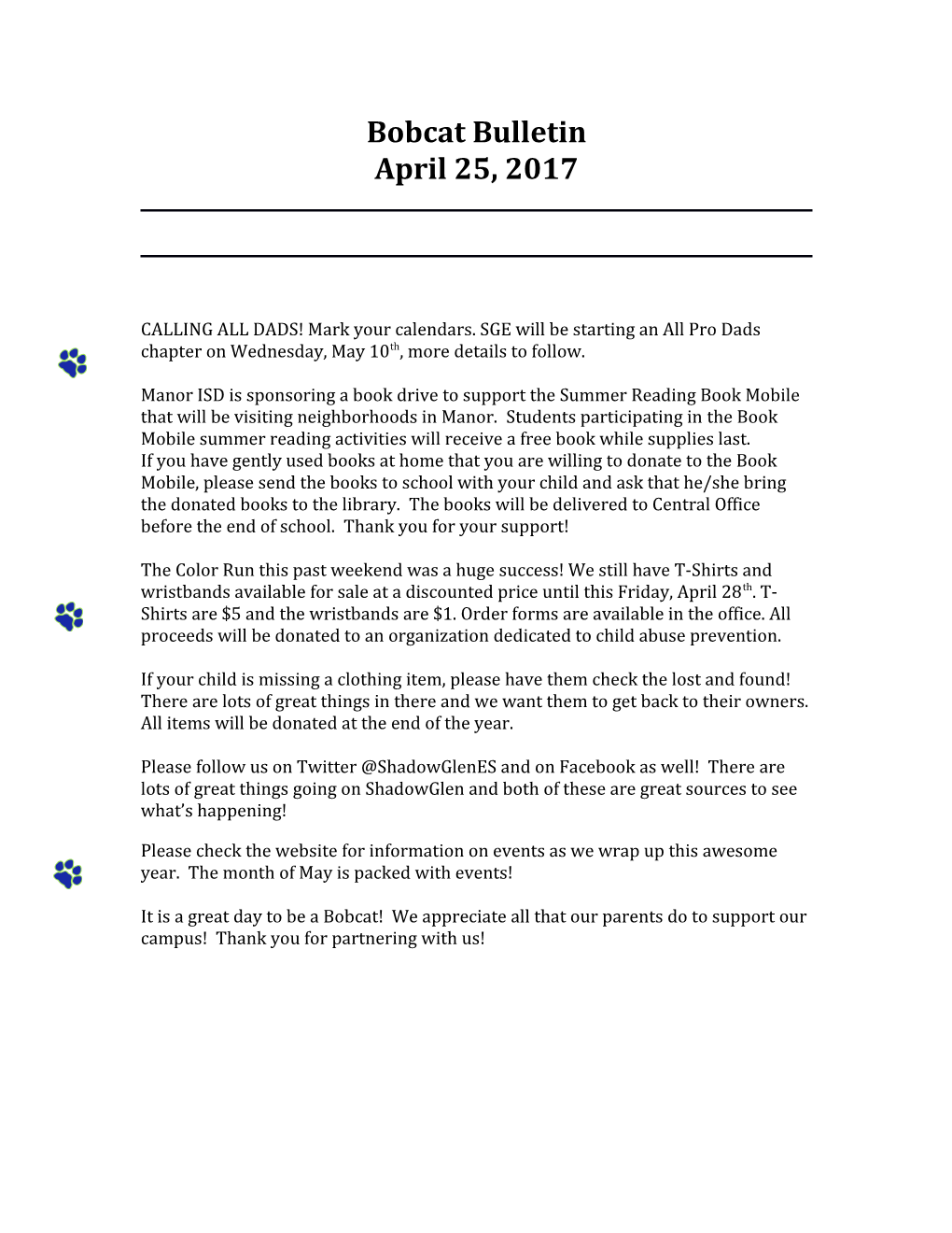 Bobcat Bulletin