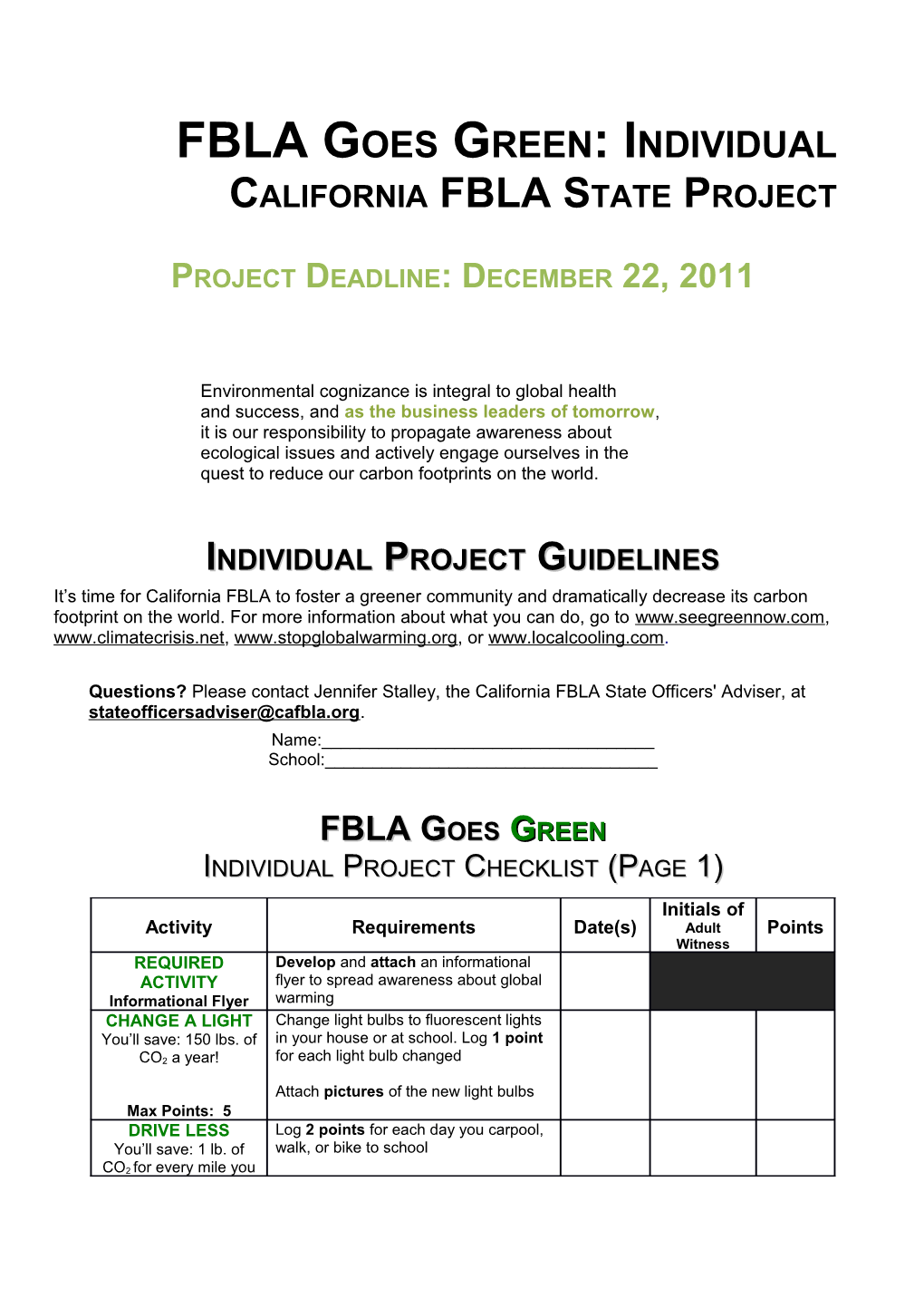 FBLA Goes Green