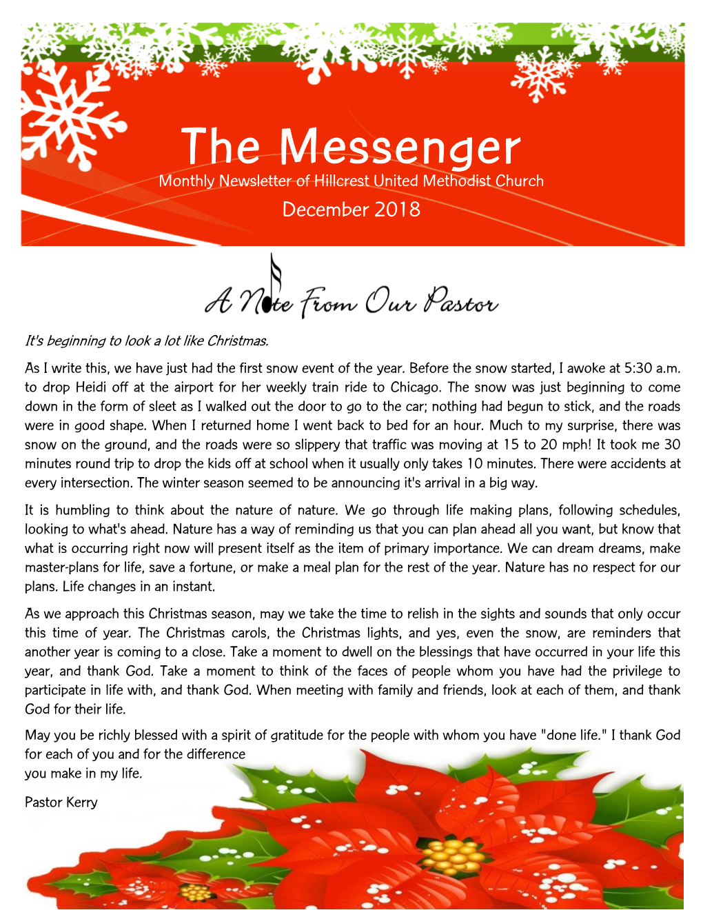 The Messenger Monthly Newsletter of Hillcrest United Methodist Church