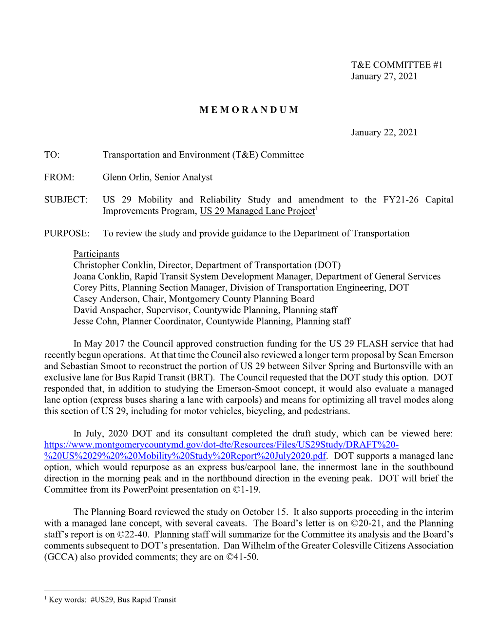 Transportation and Environment (T&E) Committee