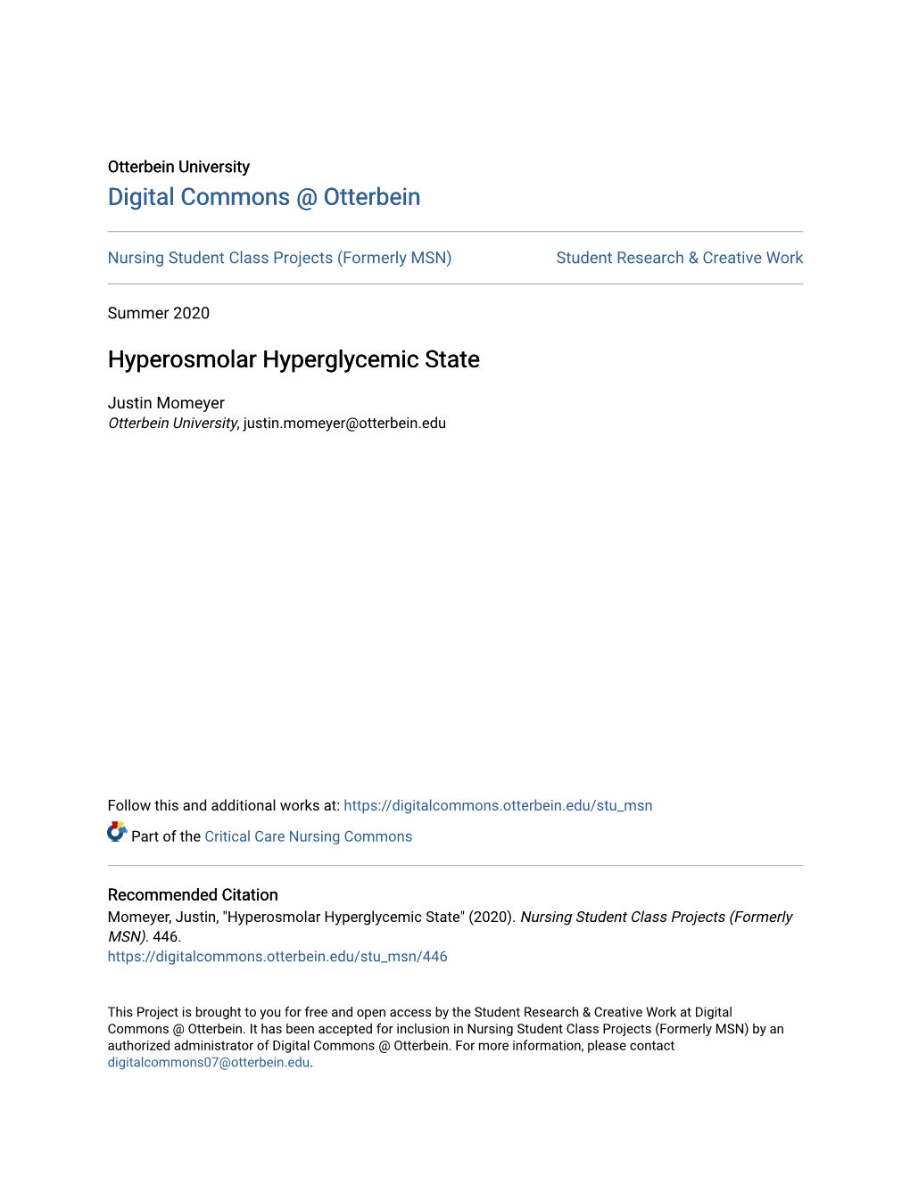 Hyperosmolar Hyperglycemic State