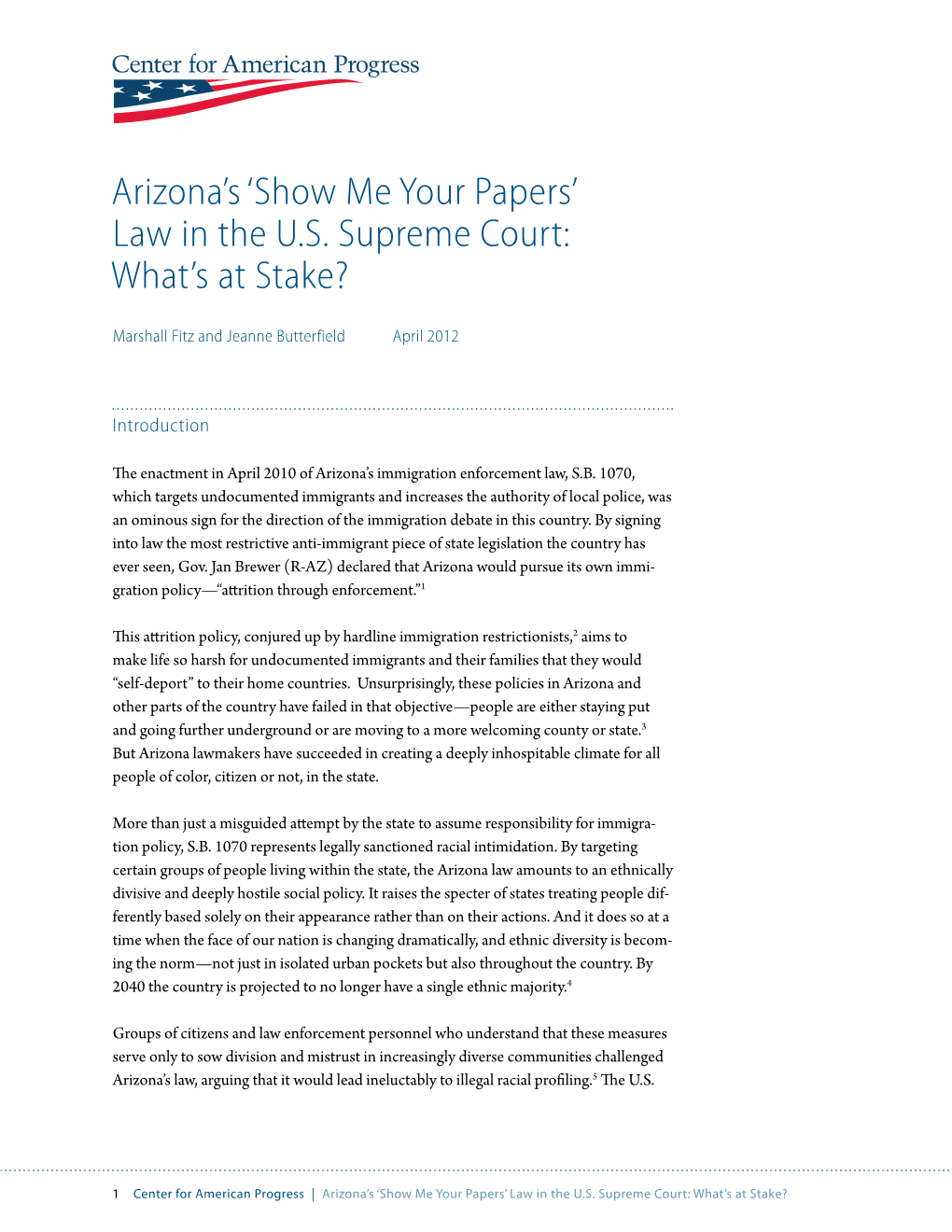 Arizona's 'Show Me Your Papers' Law in the US Supreme Court