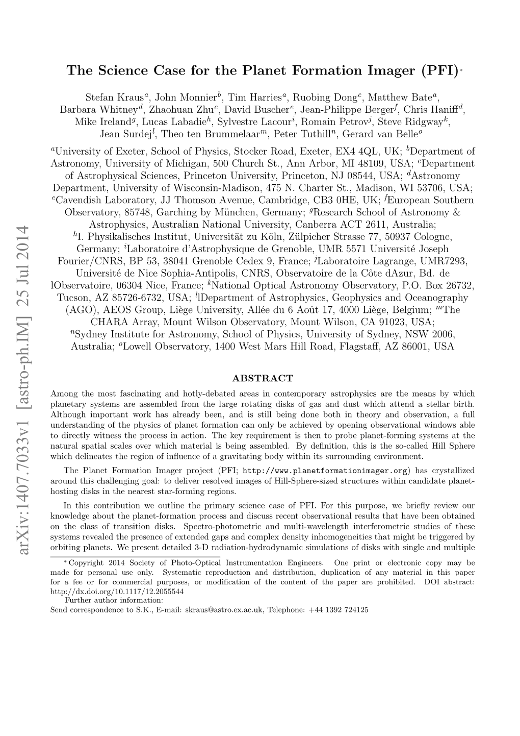 The Science Case for the Planet Formation Imager (PFI)∗