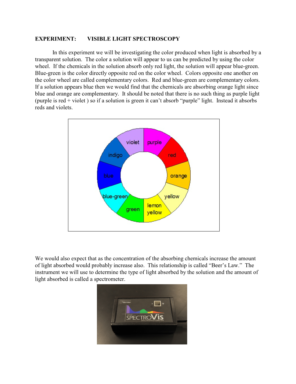 Indigo Blue EXPERIMENT: VISIBLE LIGHT SPECTROSCOPY in This