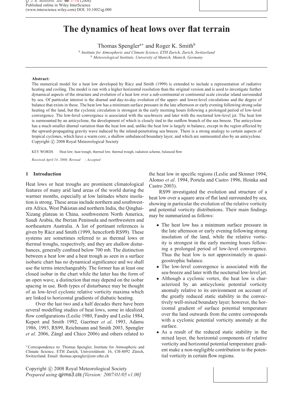 The Dynamics of Heat Lows Over Flat Terrain