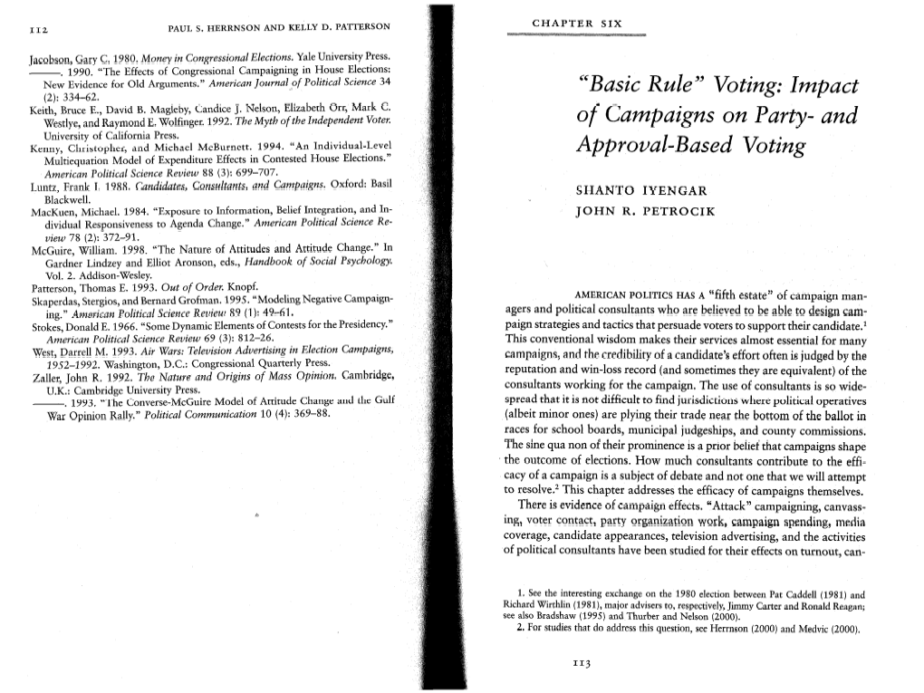 “Basic Rule” Voting: Impact (2): 334-62