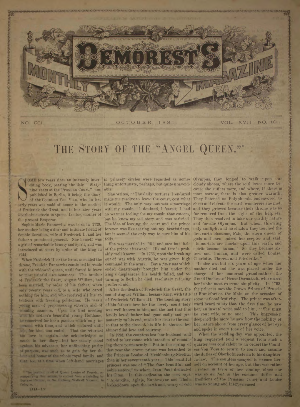 Demorest's Family Magazine. October 1881. Vol. 17, No