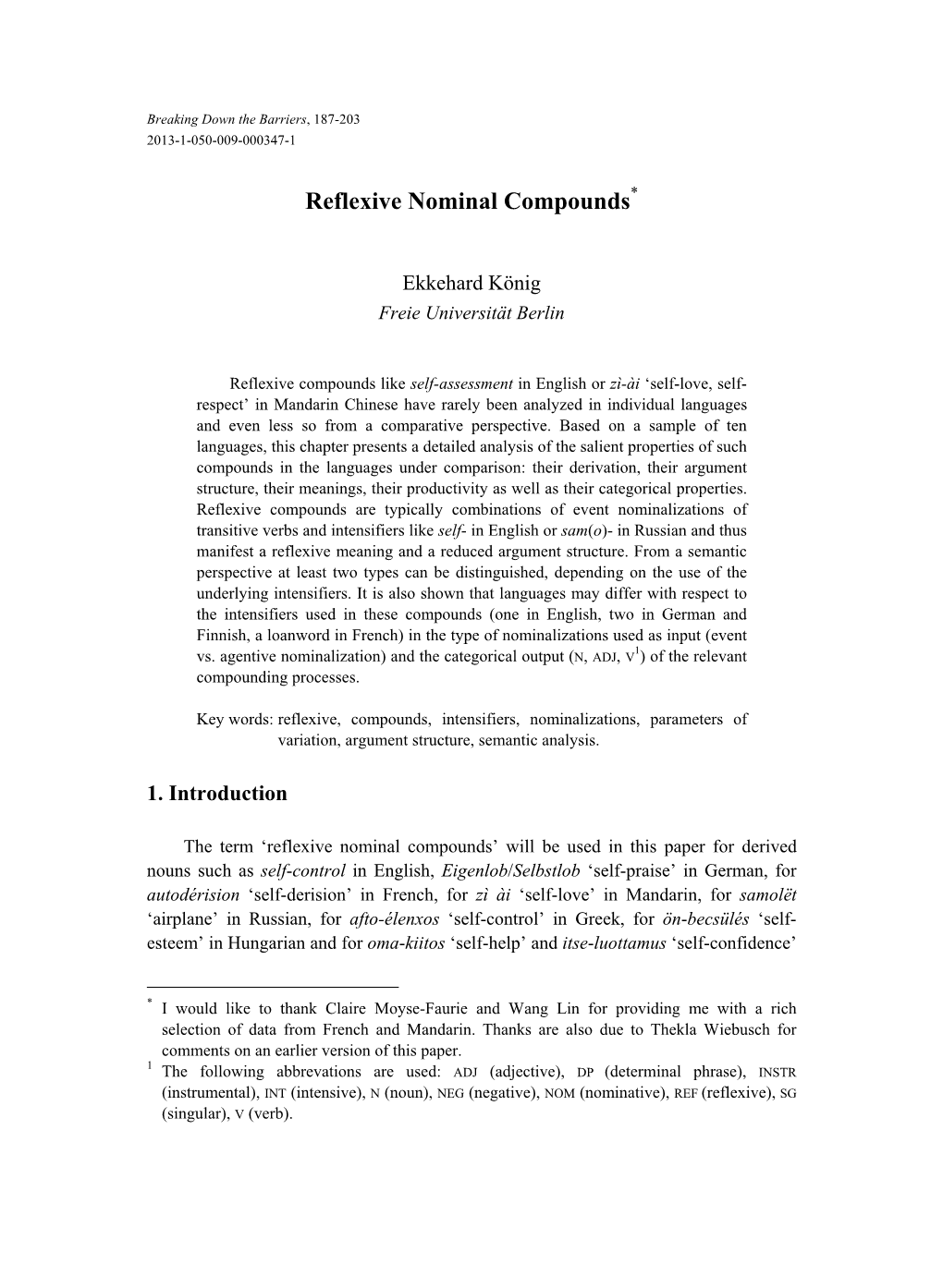 Reflexive Nominal Compounds*