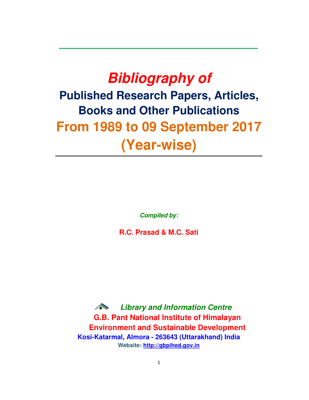 Bibliography of (Year-Wise)