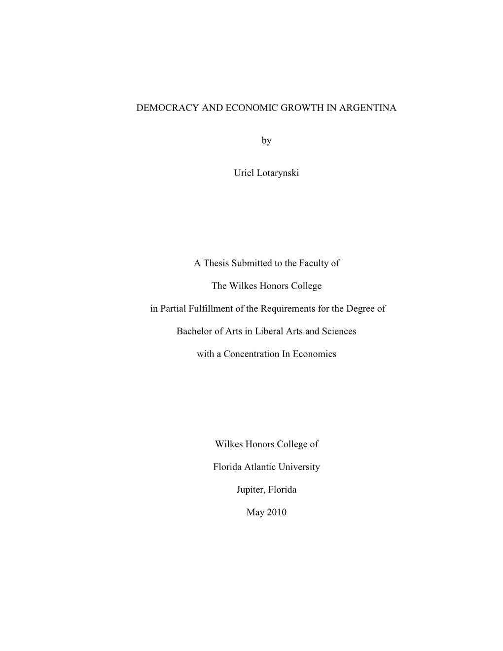 Democracy and Economic Growth in Argentina