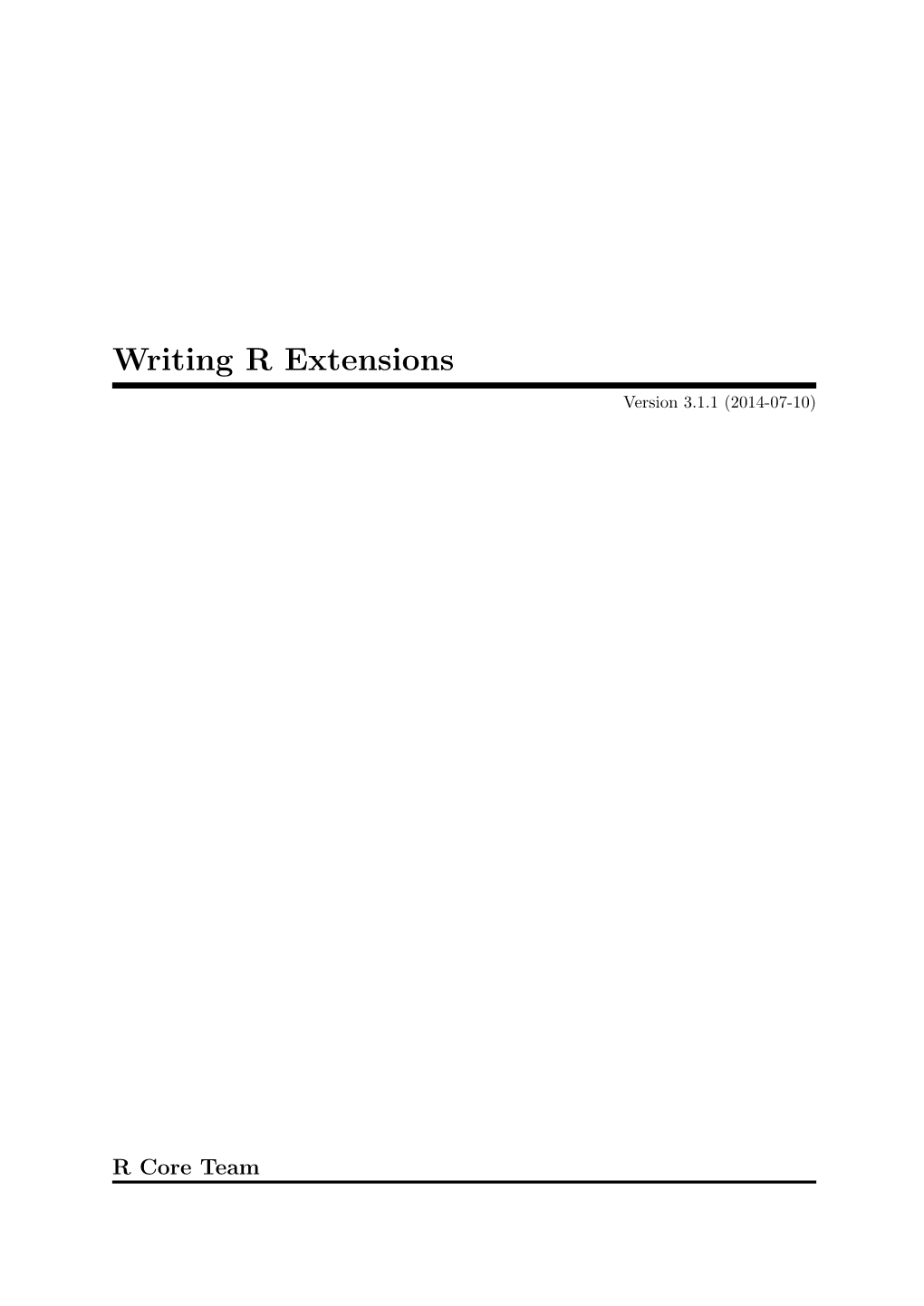 Writing R Extensions