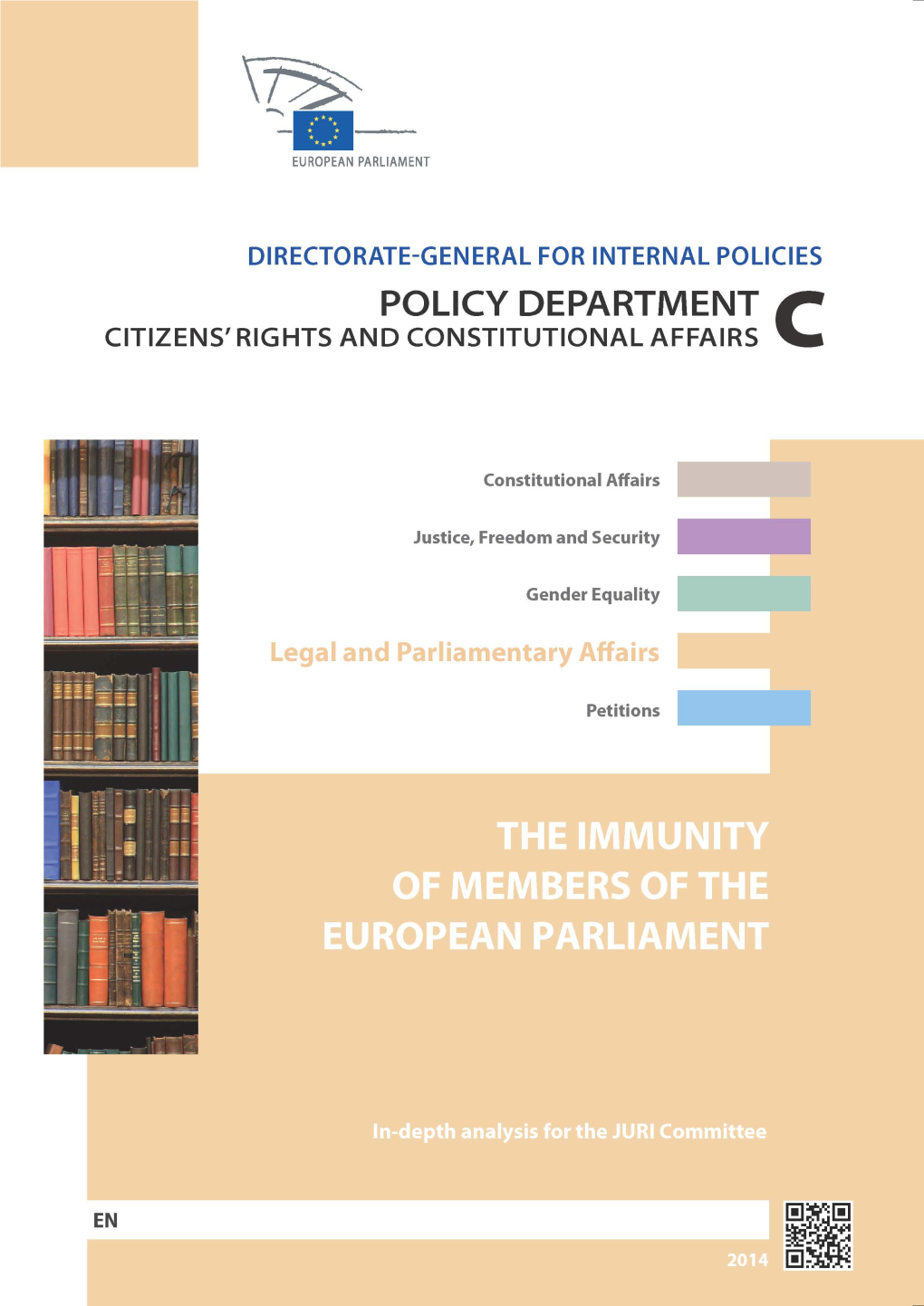 The Immunity of Members of the European Parliament
