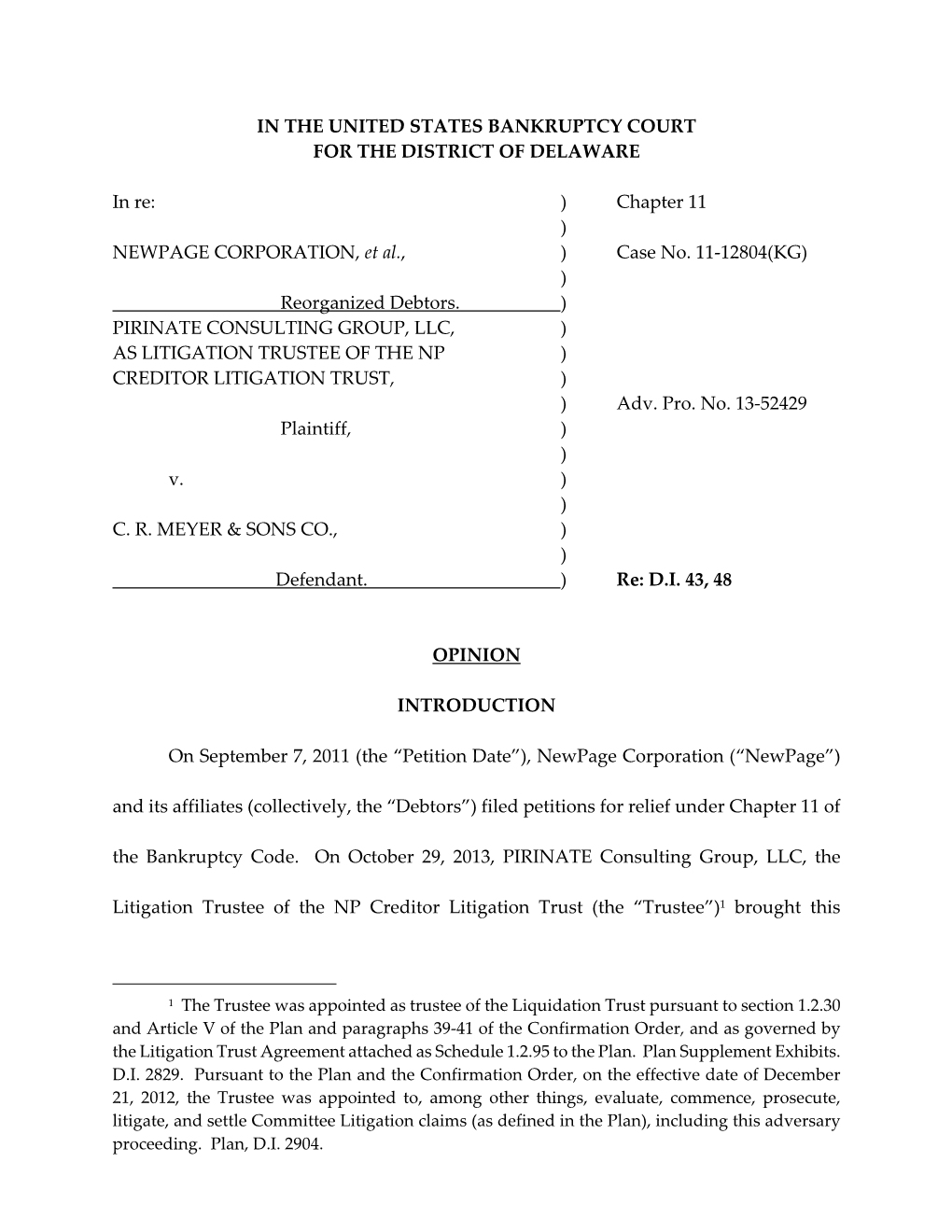 Pirinate Consulting Group, LLC, As Litigation Trustee of the NP Creditor